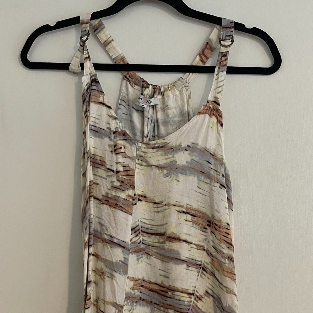 Gab & Kate Cream Tan Scoop Neck Chiffon Tank Top Size M